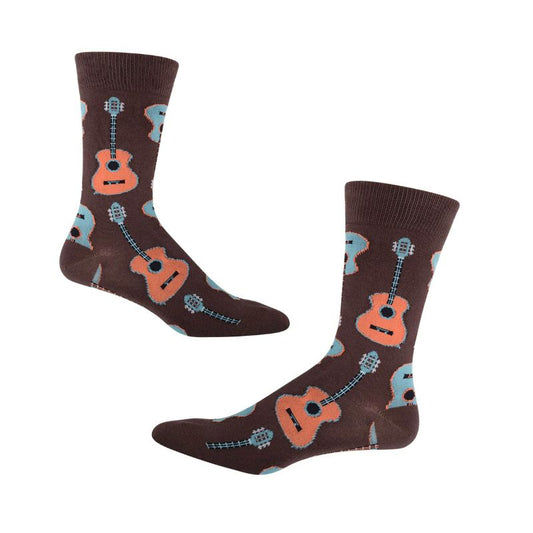 Socksmith Mens Socks - Guitars on Brown