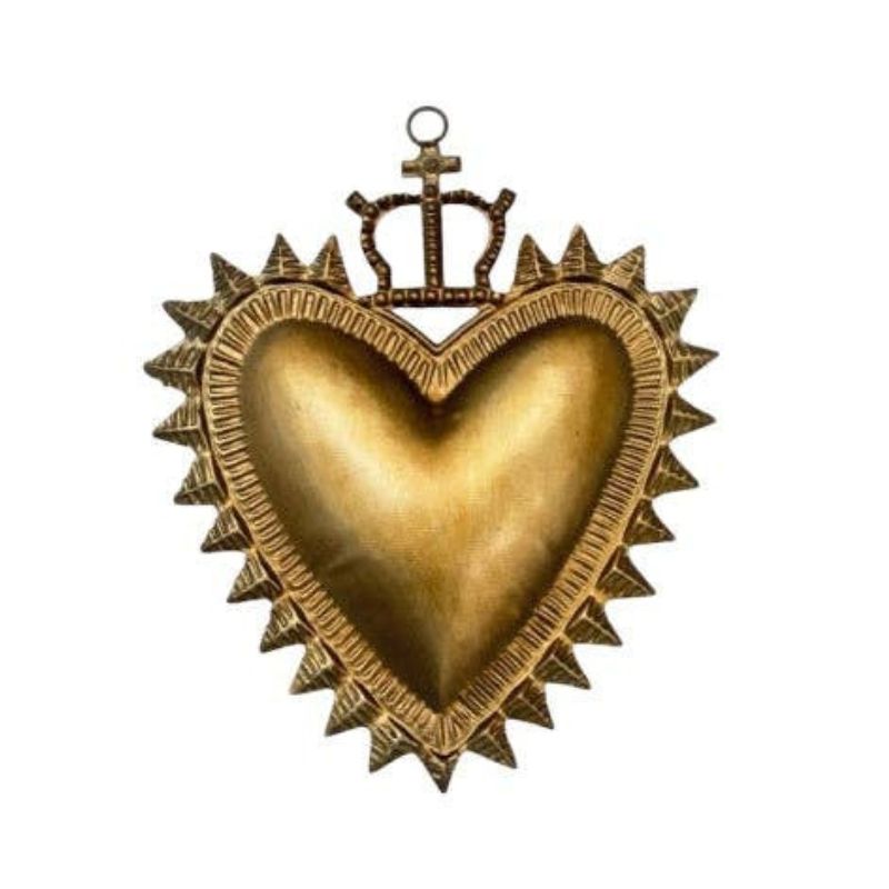 Rustic Gold Hanging Heart with Crown