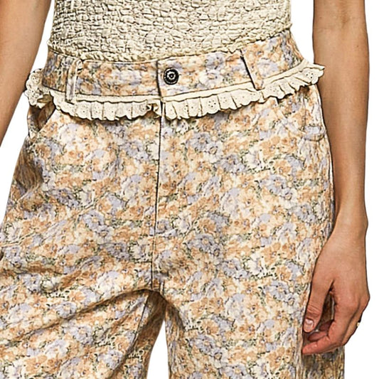 Ruffle Lace Pants in Honey Floral