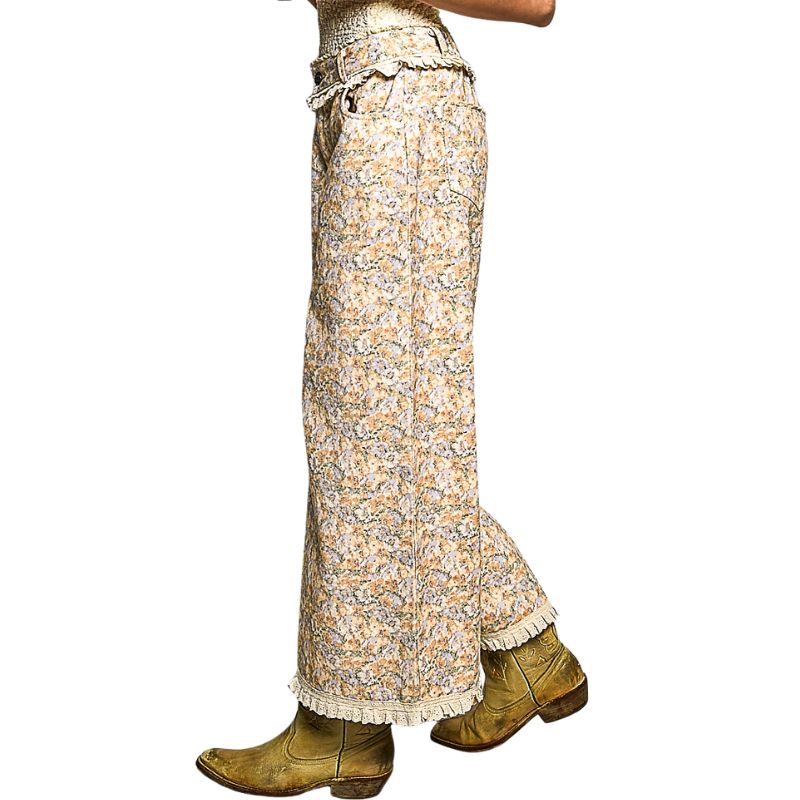 Ruffle Lace Pants in Honey Floral