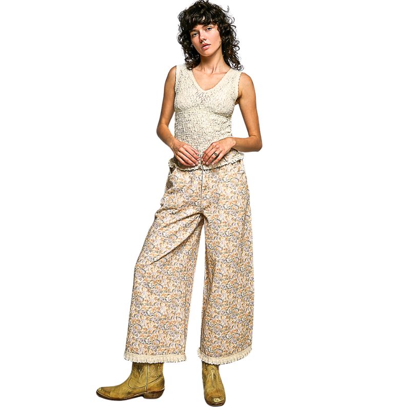 Ruffle Lace Pants in Honey Floral