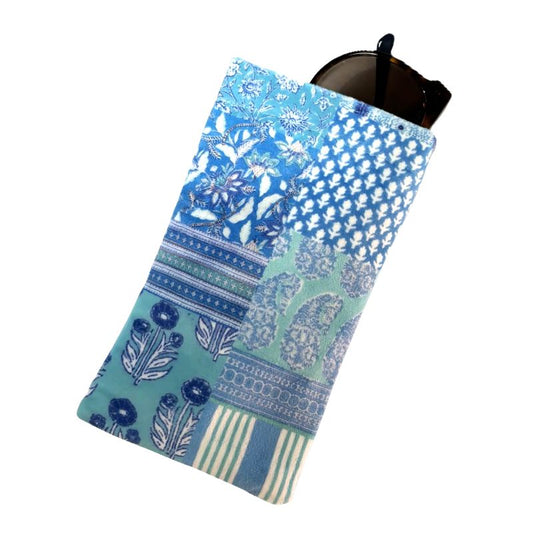 Anna Chandler Velvet Glasses Case - Jaipur Blue