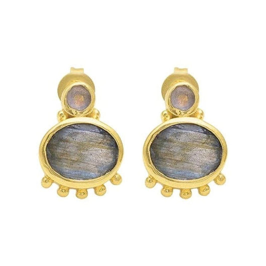 Moonstone and Labradorite Oval Earrings