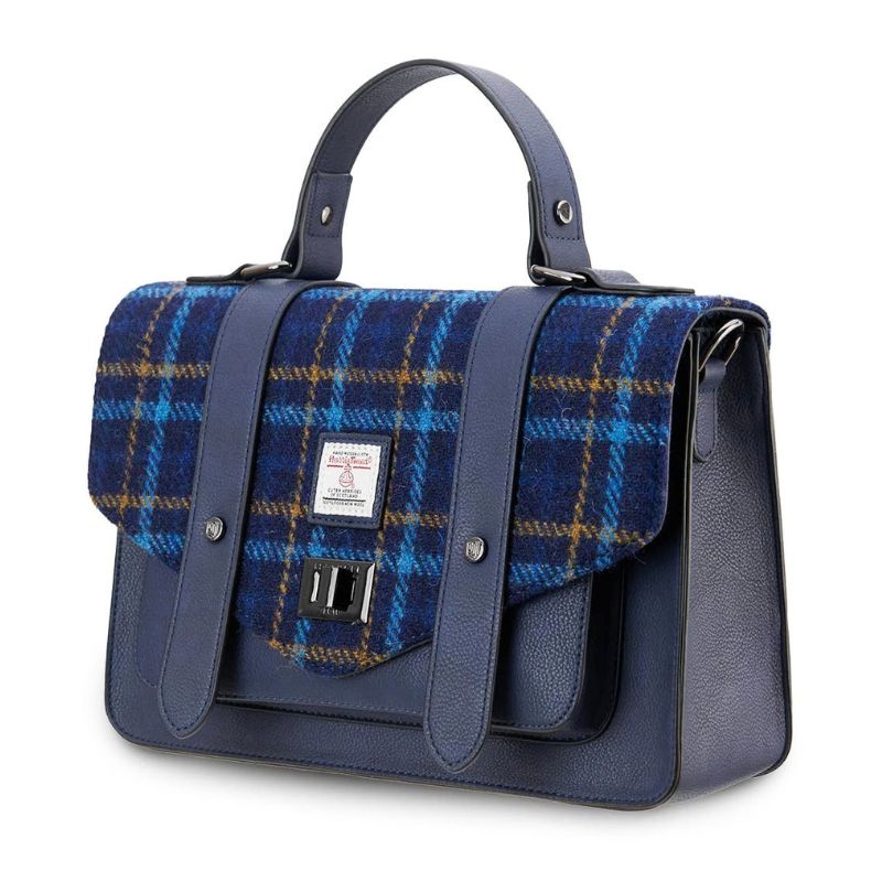 Islander UK Large Satchel in Navy Tartan