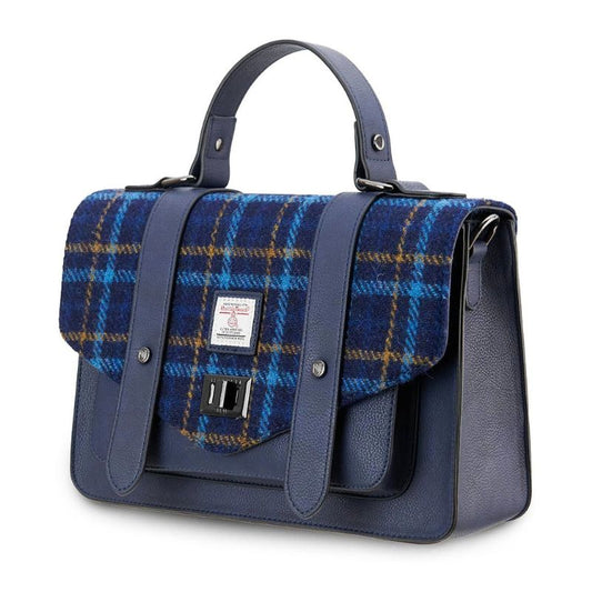 Islander UK Large Satchel in Navy Tartan