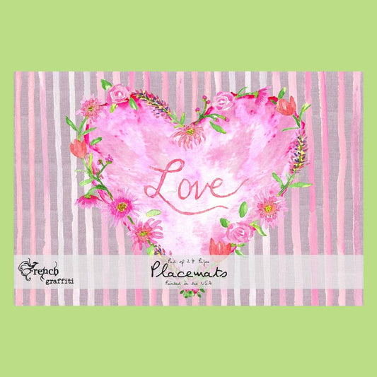 Floral Heart Pad of Paper Placemats