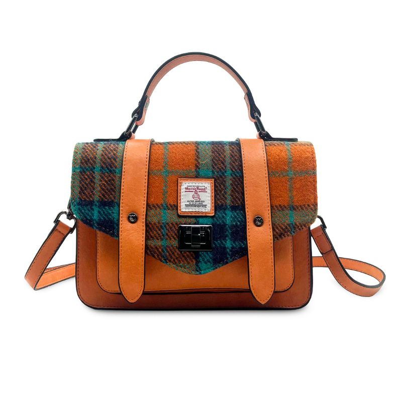 Islander UK Mini Satchel in Orange and Blue Tartan