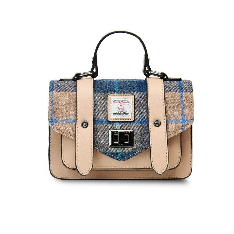Islander UK Mini Satchel in Navy and Beige Tartan