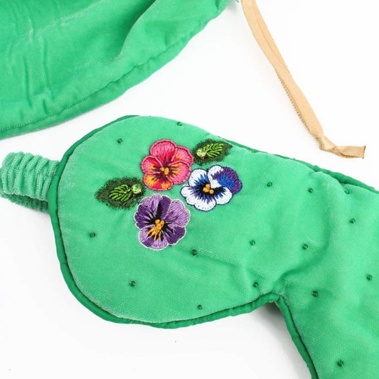My Doris Mint Green Pansy Sleep Eye Mask