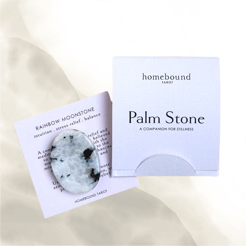 Rainbow Moonstone Palm Stone with Carry Pouch