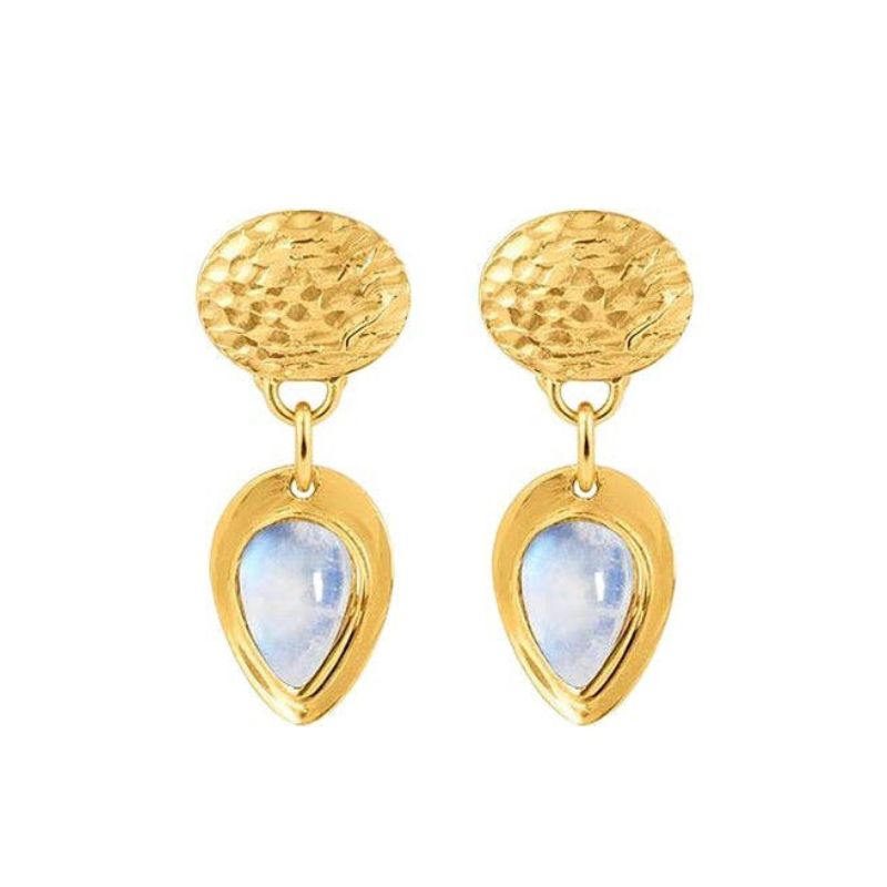 Teardrop Rainbow Moonstone Earrings