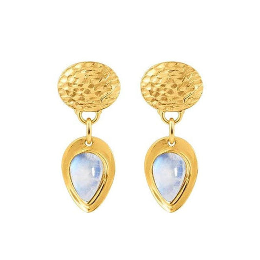 Teardrop Rainbow Moonstone Earrings