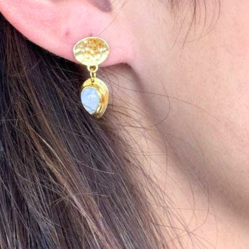 Teardrop Rainbow Moonstone Earrings