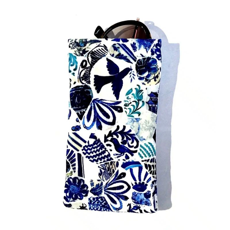 Anna Chandler Velvet Glasses Case - Blue Mosaic