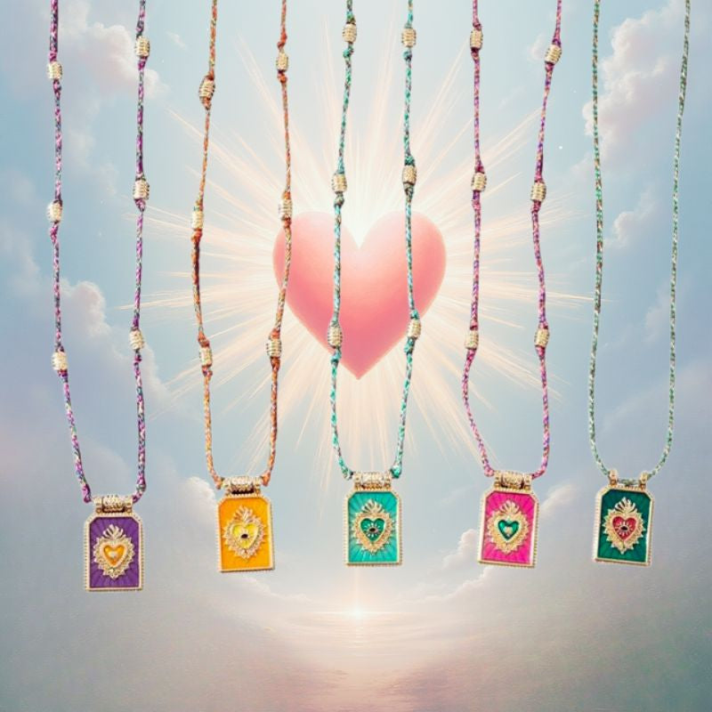 Sacred Heart Pendant on Plaited Colour Cord