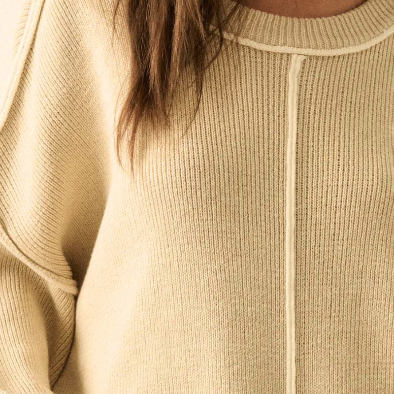 Ribbed Knit Exposed Seam Oversized Sweater in Oatmeal