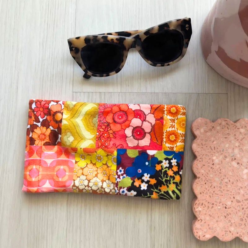 Anna Chandler Velvet Glasses Case - 70's Orange