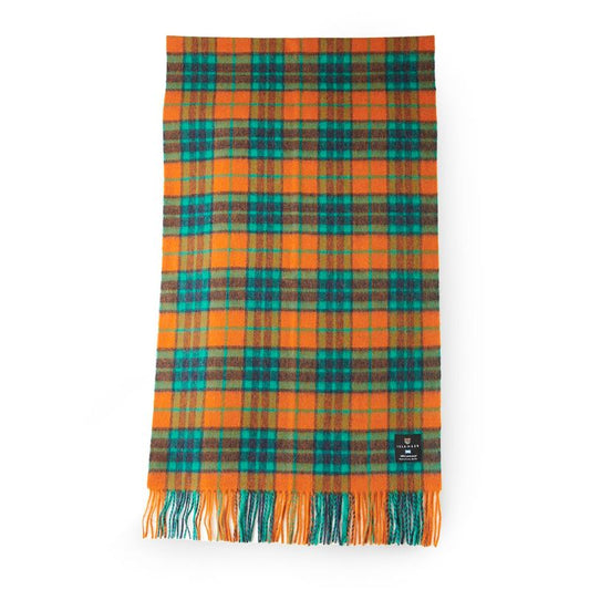 Islander UK Lambswool Scarf in Orange and Blue Tartan