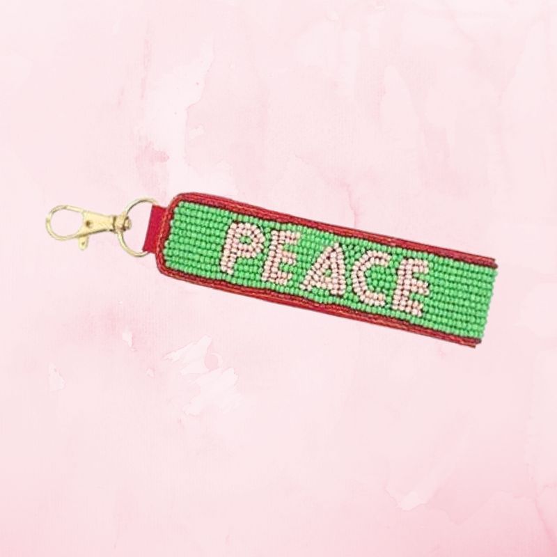 Peace Beaded Keychain