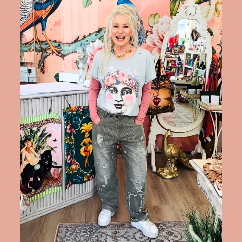 Peace and Love Jeans by Jaded Gypsy in Midnight Railroad Stripe