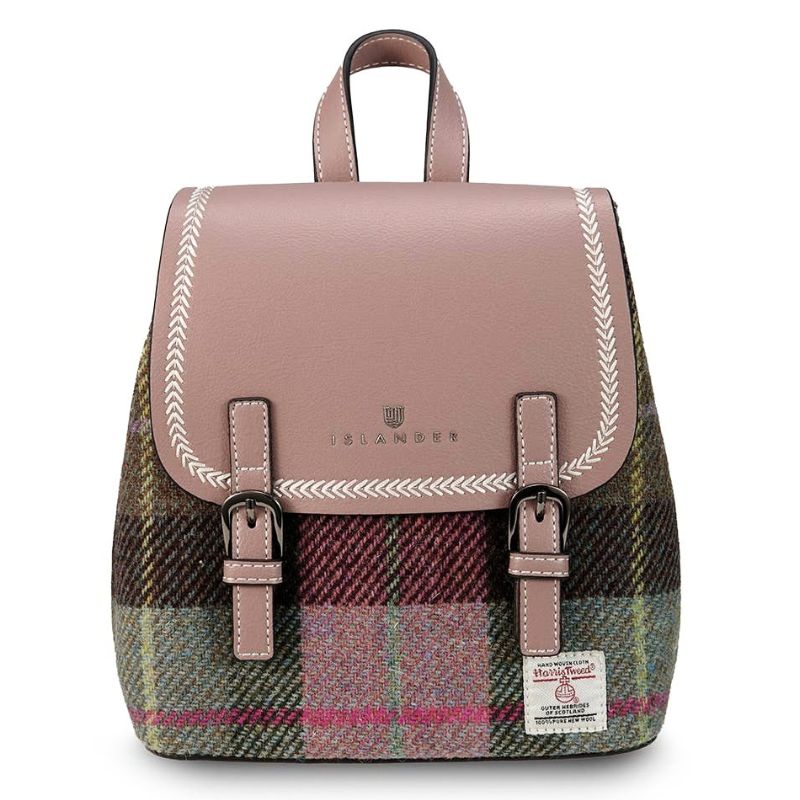 Islander UK Mini Jura Backpack in Pink-Green Tartan