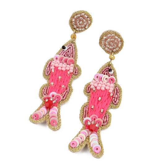 My Doris Pretty Pink Fish Beaded Earrings