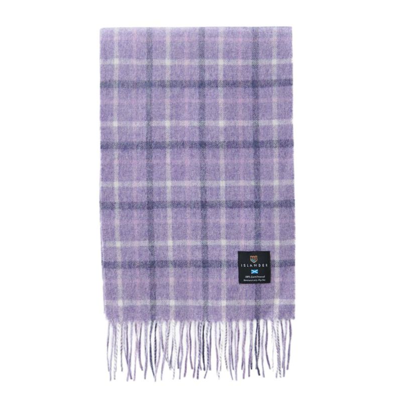 Islander UK Lambswool Scarf in Purple Tartan