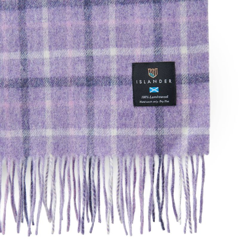 Islander UK Lambswool Scarf in Purple Tartan