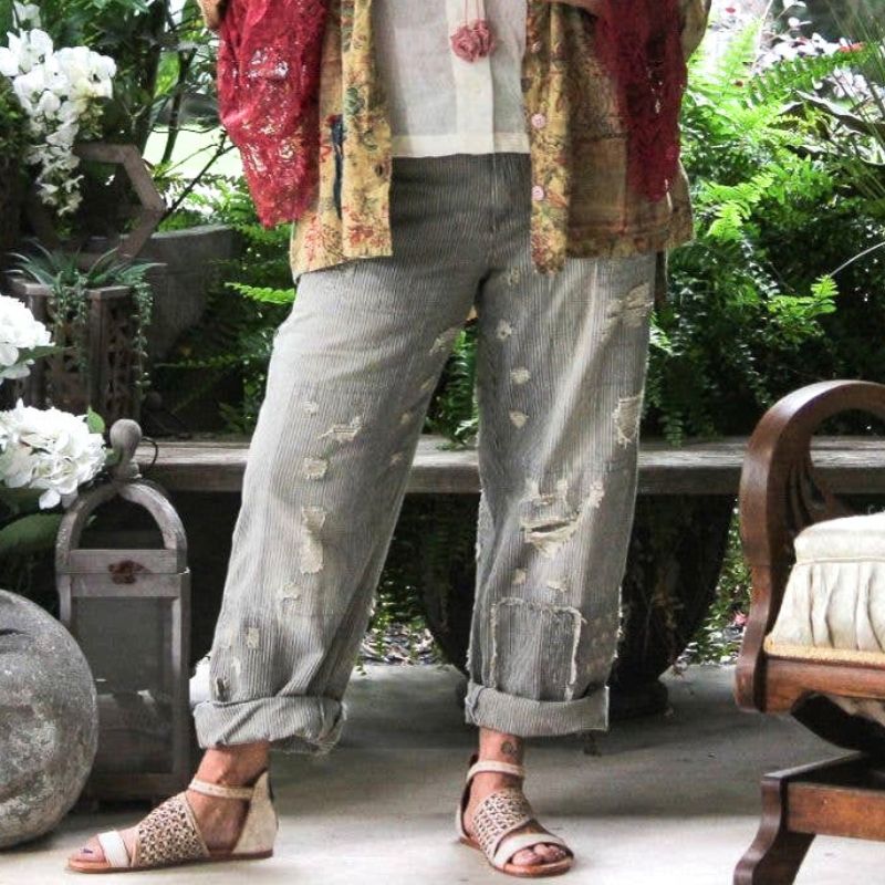 Peace and Love Jeans by Jaded Gypsy in Midnight Railroad Stripe