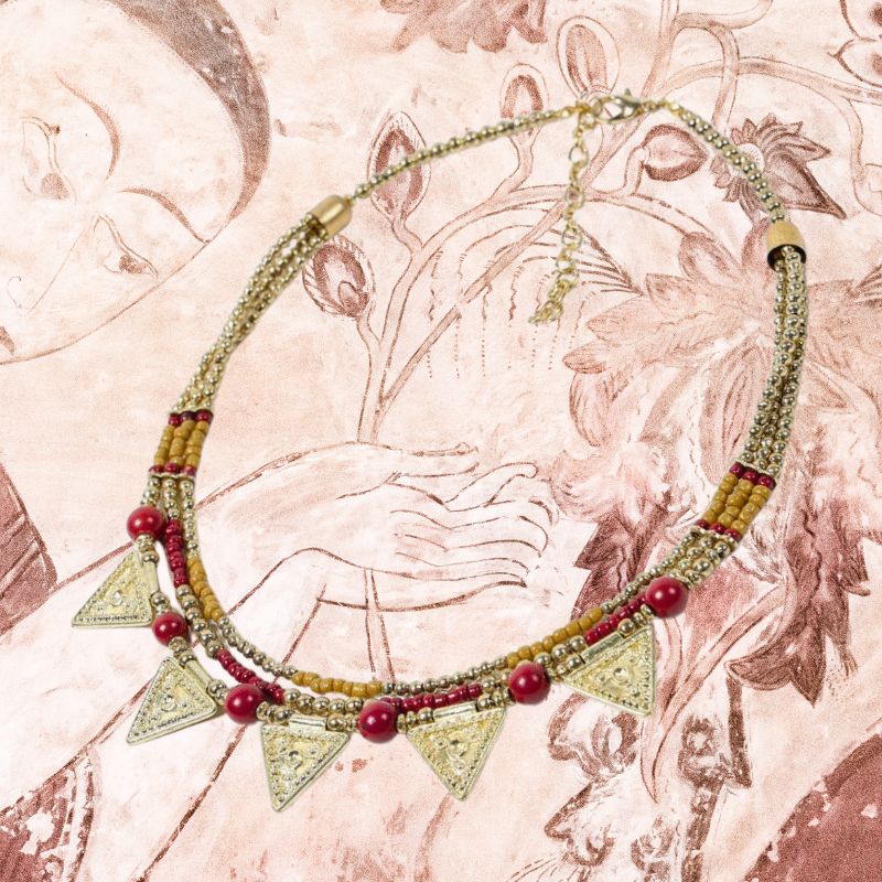 Rani Brass and Natural Stone Necklace