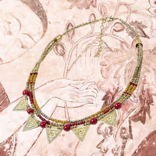 Rani Brass and Natural Stone Necklace