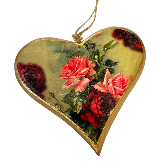 Large in Love Vintage Style Wooden Hanging Heart