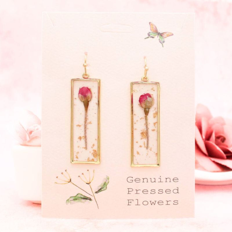 Rosebud Dried Flower Earrings