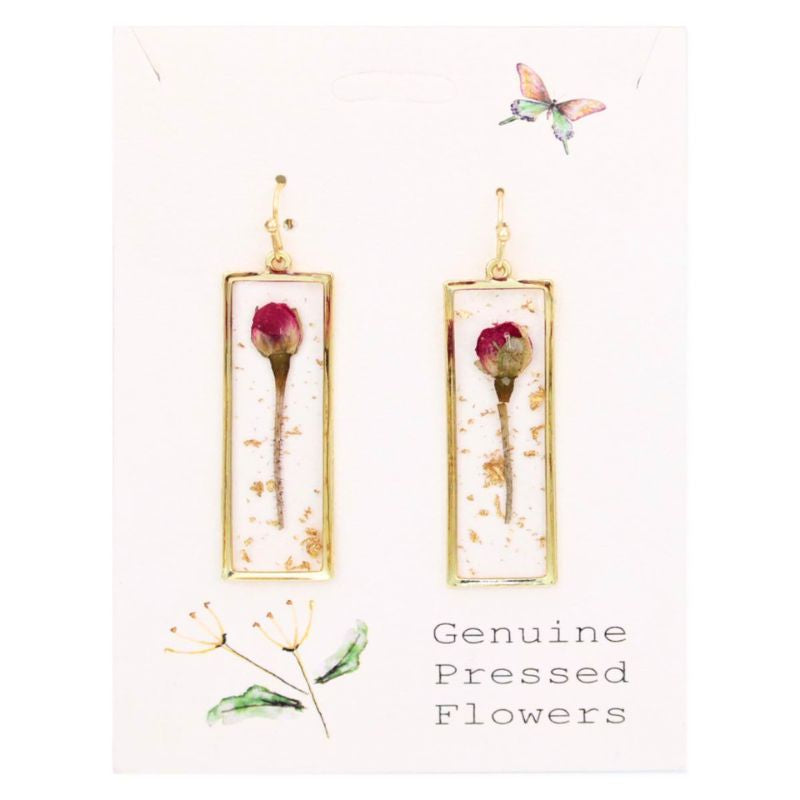 Rosebud Dried Flower Earrings