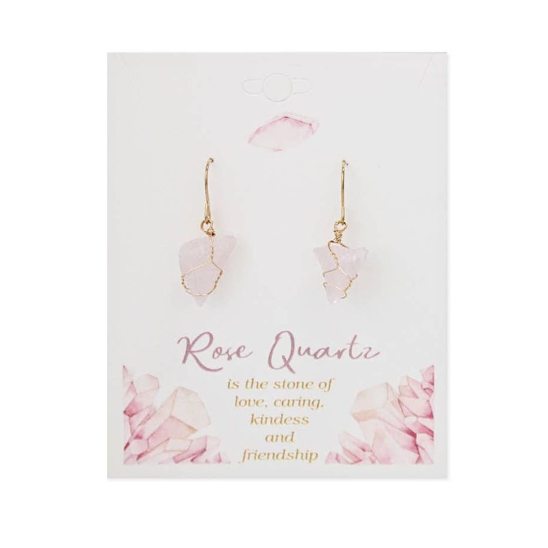 Rose Quartz Gold Wire Wrapped Earrings