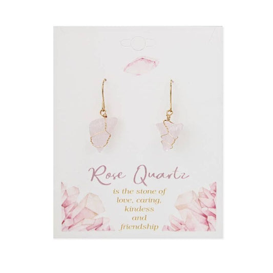 Rose Quartz Gold Wire Wrapped Earrings