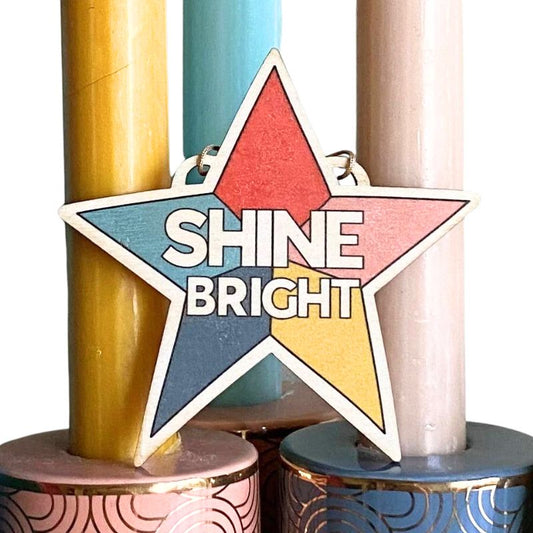 Shine Bright Star Wooden Hanging Decoration