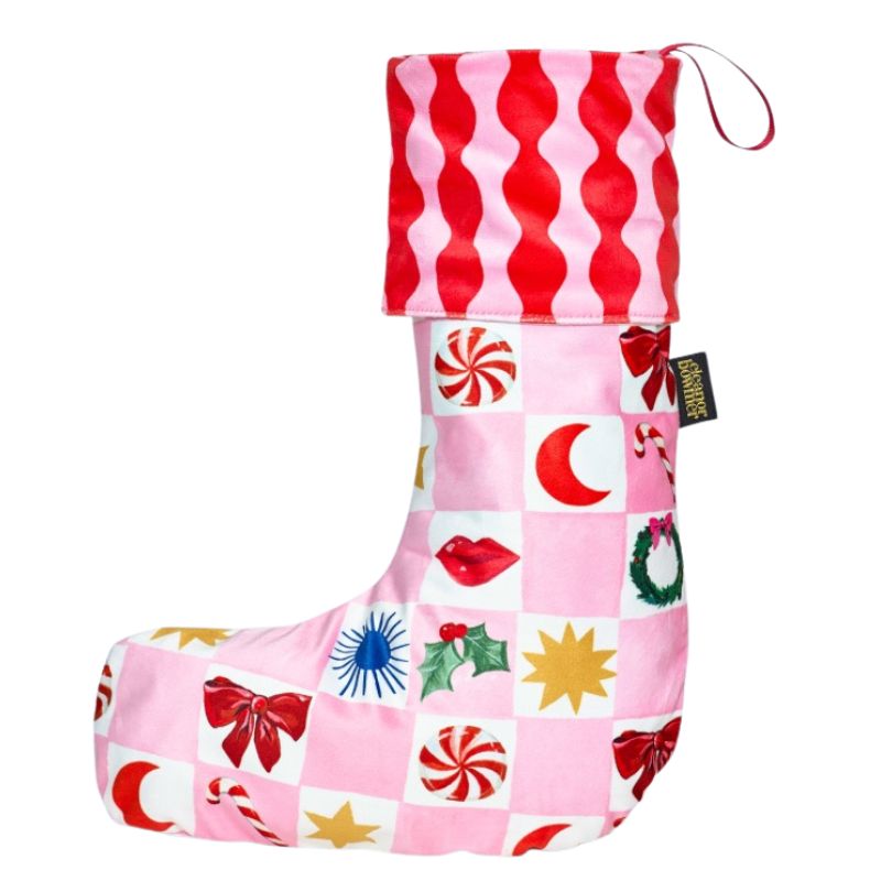 Kissmas Checkerboard Velvet Stocking