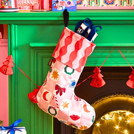 Kissmas Checkerboard Velvet Stocking