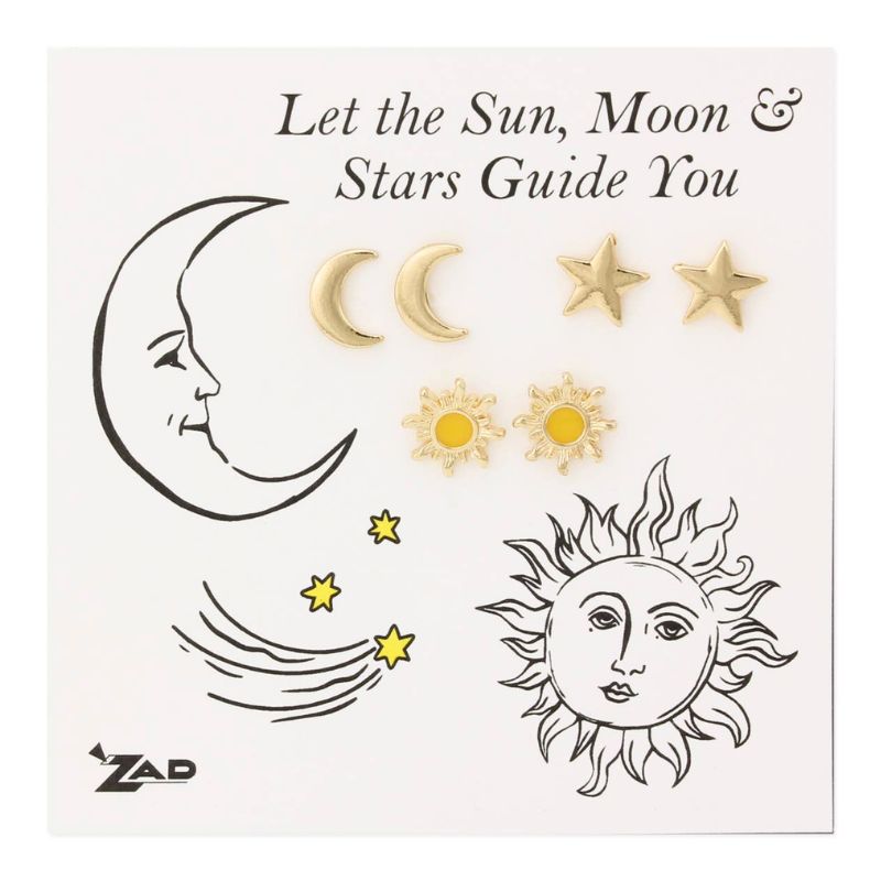 Celestial Sky Enamel Post Earrings Set
