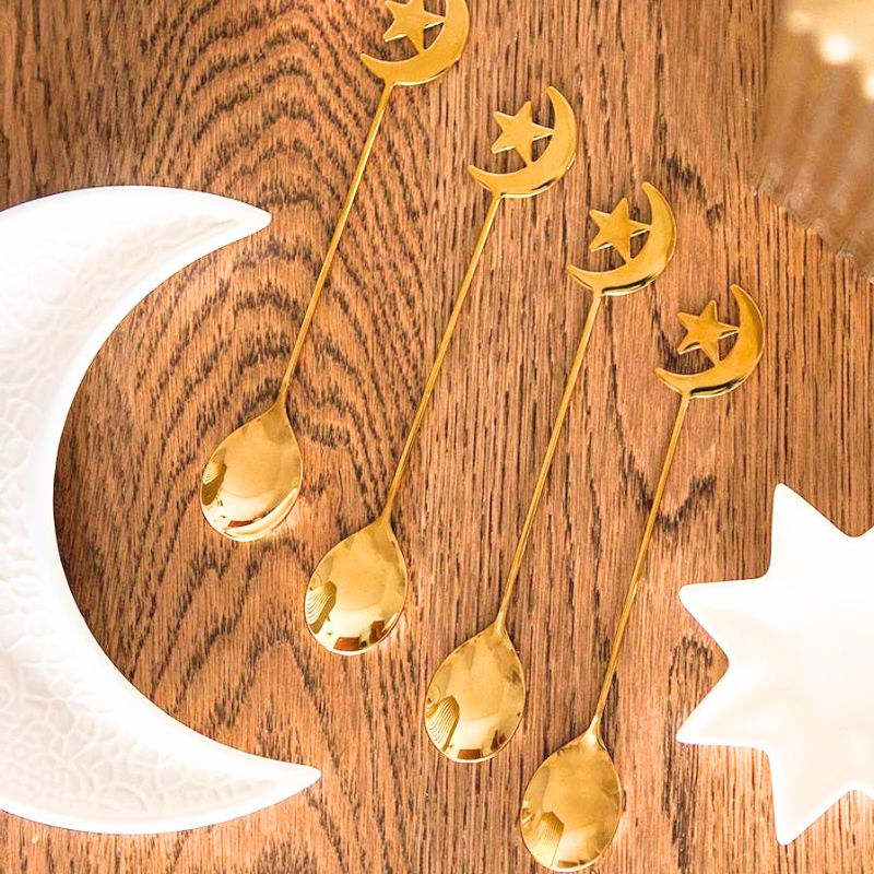 Star and Moon Set of 4 Teaspoons