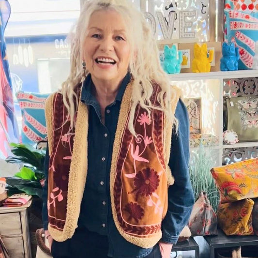 Velvet Waistcoat Teddy Pink