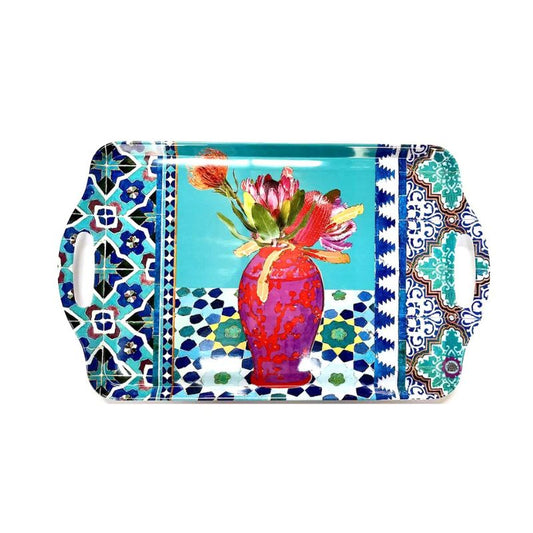 Anna Chandler Melamine Tray - Vase On Turquoise
