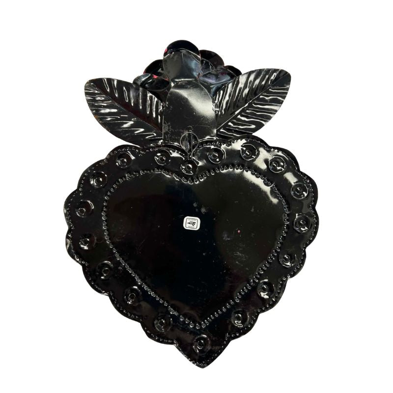 Turquoise Heart with Pink Bloom