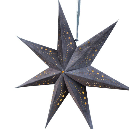 Dark Grey Velvet Star with Battery Operated LED Lights