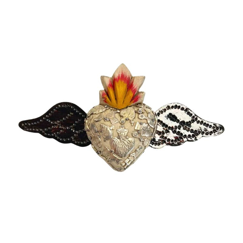 White Timber Milagros Heart with Tin Wings