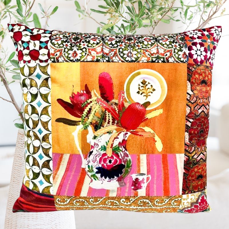 Anna Chandler Square Velvet Cushion in Wildflower 2