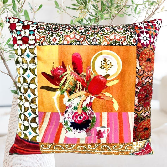 Anna Chandler Square Velvet Cushion in Wildflower 2