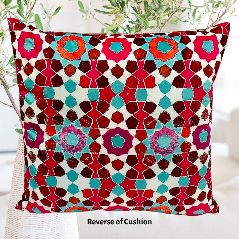 Anna Chandler Square Velvet Cushion in Wildflower 2