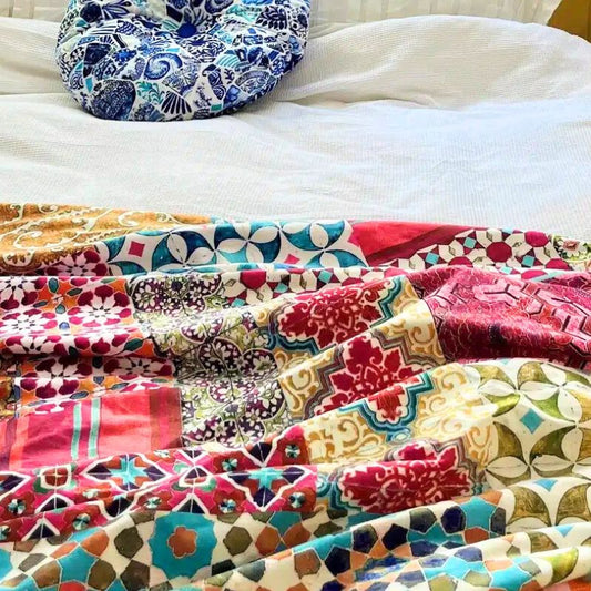 Anna Chandler Velvet Throw - Wildflower Tile